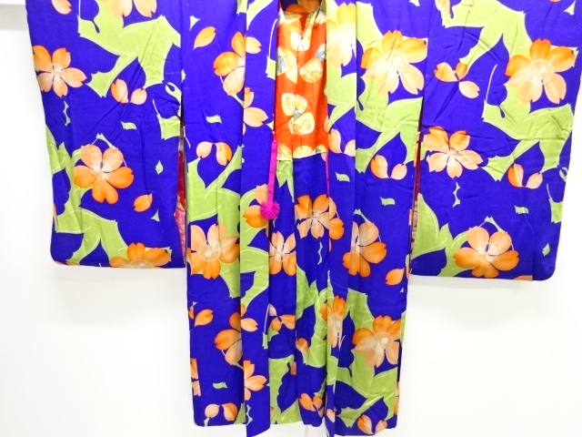  大正ロマン　錦紗草花模様長羽織